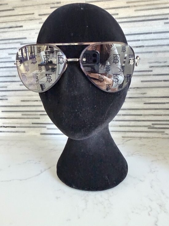 Burberry Silver Logo Aviator Sunglasses main image 11
